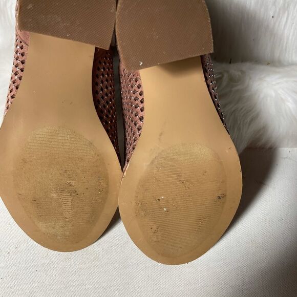 Very G pink blush suede perforated slip on shoes peep toe size 8.5 - Picture 7 of 8